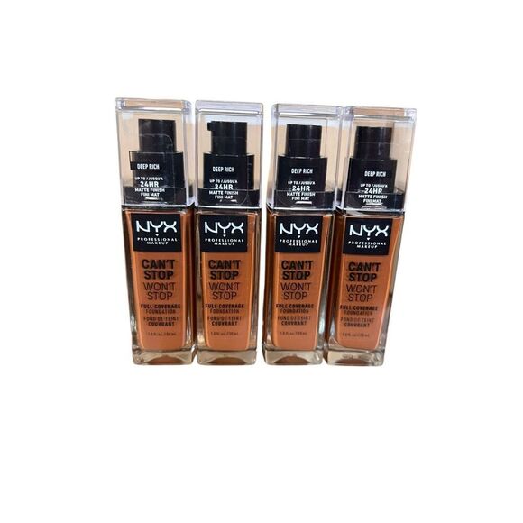 4 NYX PROFESSIONAL MAKEUP Deep Rich Can't Stop Won't Stop Foundation 24h - Picture 1 of 2